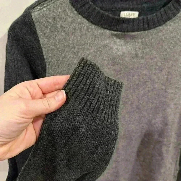 J. Crew Women’s Double Zip Merino Wool Blend Crewneck Sweater Black Gray Size S - Picture 5 of 9